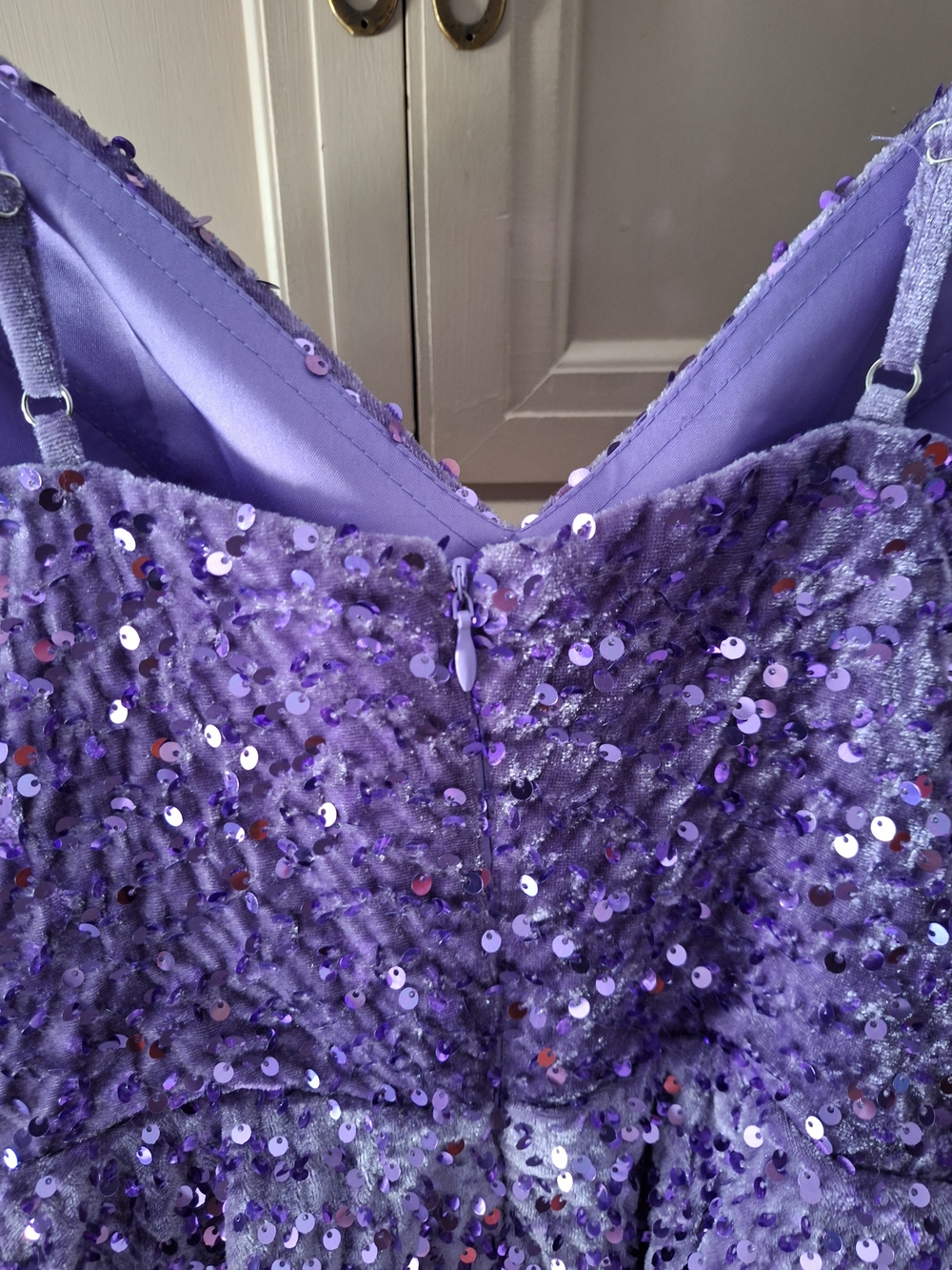 Purple Sequin Fit-and-Flare Mini Dress Size 8 - Picture 4 of 6